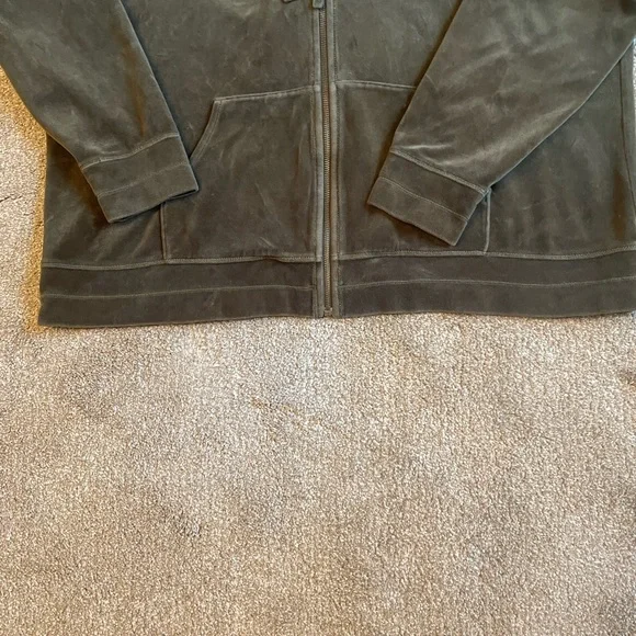 Green Velour Zip Up Hoodie and Pants Set Hoodie 3X Pants XXL Lounge Wear - Picture 4 of 16